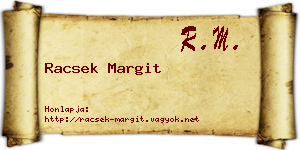 Racsek Margit névjegykártya